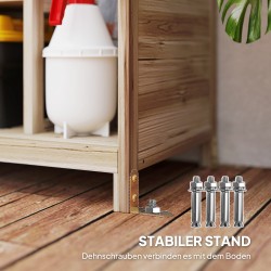 Puinen pihavarasto 4 hyllyllä, kuusipuu, huopakatto, 80 x 49 x 170 cm, luonnonpuu