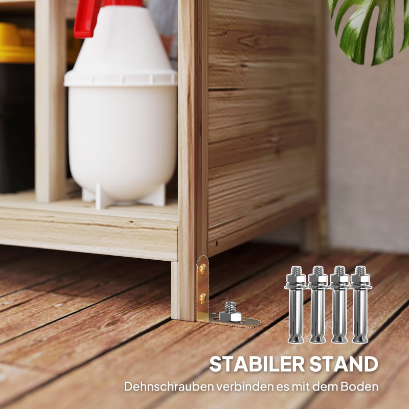 Puinen pihavarasto 4 hyllyllä, kuusipuu, huopakatto, 80 x 49 x 170 cm, luonnonpuu