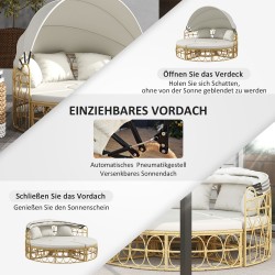 Aurinkopeti ulkokäyttöön 4-osainen polyrottinki 178 x 85 x 66,5 cm luonnonväri / creme