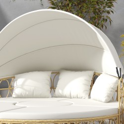 Aurinkopeti ulkokäyttöön 4-osainen polyrottinki 178 x 85 x 66,5 cm luonnonväri / creme