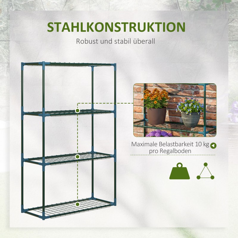 Kasvihylly 2 kpl terästä 4 tasoa 70 x 27 x 110 cm vihreä