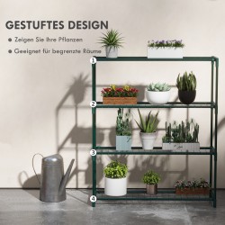 Kukkateline 4-tasoinen teräksinen kasviteline, 89 x 28 x 107 cm, tummanvihreä