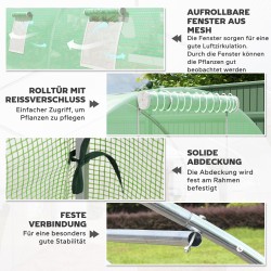 Kasvihuone tunnelimalli teräsrunko ja PE-muovikate 6 x 3 x 2 m vihreä