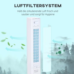 Pylväsviilennin 3-in-1 ilmaviilennin ja ilmankostutin, 3 nopeutta, ajastin, kääntyvä, musta-valkoinen