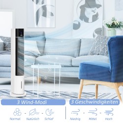 Pylväsviilennin 3-in-1 ilmaviilennin ja ilmankostutin, 3 nopeutta, ajastin, kääntyvä, musta-valkoinen