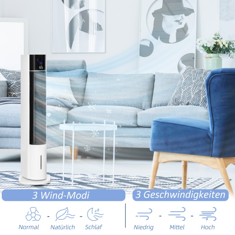 Pylväsviilennin 3-in-1 ilmaviilennin ja ilmankostutin, 3 nopeutta, ajastin, kääntyvä, musta-valkoinen