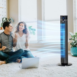 Tornituuletin ionisointitoiminnolla ja kaukosäätimellä, 32 cm, musta