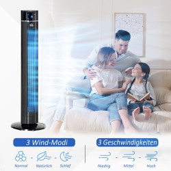 Tornituuletin ionisointitoiminnolla ja kaukosäätimellä, 32 cm, musta