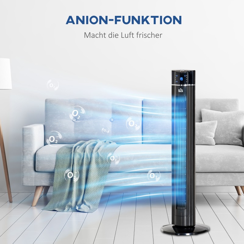 Tornituuletin ionisointitoiminnolla ja kaukosäätimellä, 32 cm, musta