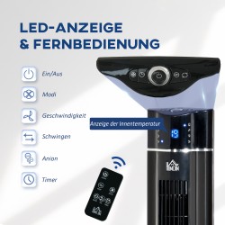 Tornituuletin ionisointitoiminnolla ja kaukosäätimellä, 32 cm, musta