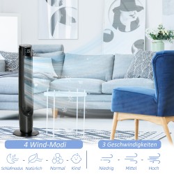 Tornituuletin ilmanjäähdyttimellä, 4 tilaa, 3 nopeutta, ajastin 12 h, 2,8 l vesisäiliö, musta, muovi