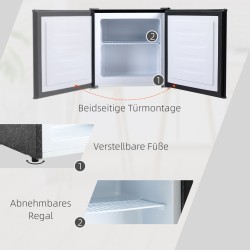 Minipakastin 35 l, kompakti pöytämalli, -14 – -24 °C, 45 W, 41 dB, 47 x 44,2 x 48,8 cm, musta