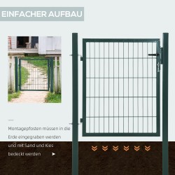 Puutarhaportti terästä lukolla 97 x 150 cm vihreä