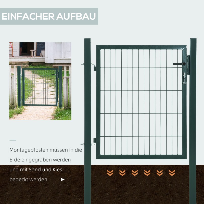 Puutarhaportti terästä lukolla 97 x 150 cm vihreä