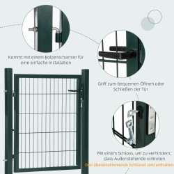Puutarhaportti terästä lukolla 97 x 150 cm vihreä