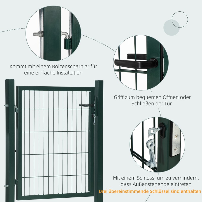 Puutarhaportti terästä lukolla 97 x 150 cm vihreä