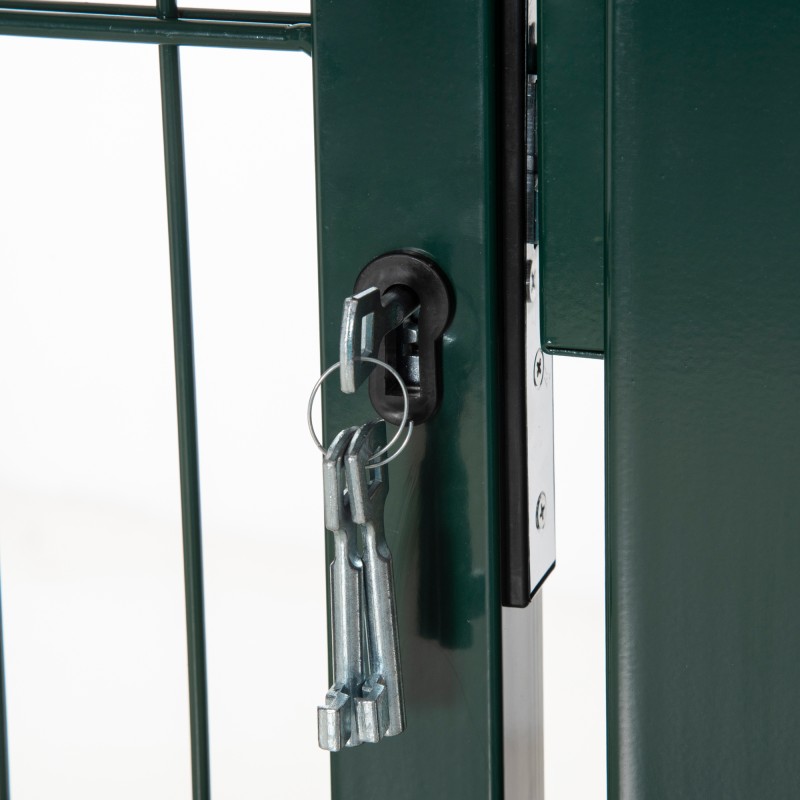 Puutarhaportti terästä lukolla 97 x 150 cm vihreä