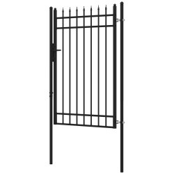 Metallinen pihaportti lukolla ja avaimilla galvanoitu teräs 107 x 204 cm musta