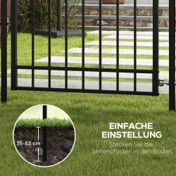 Metallinen pihaportti lukolla ja avaimilla, galvanoitu teräs, 107 x 204 cm, musta