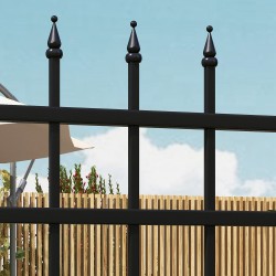 Metallinen pihaportti lukolla ja avaimilla, galvanoitu teräs, 107 x 204 cm, musta