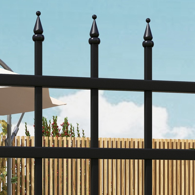 Metallinen pihaportti lukolla ja avaimilla, galvanoitu teräs, 107 x 204 cm, musta