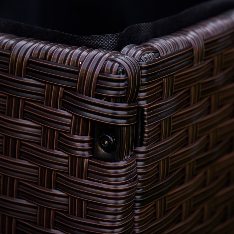 Polyrottinkinen istutuslaatikko pyörillä, valumisaukoilla, 94,5 x 31 x 36 cm, kahvinruskea