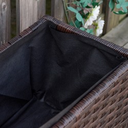 Polyrottinkinen istutuslaatikko pyörillä, valumisaukoilla, 94,5 x 31 x 36 cm, kahvinruskea