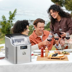 Jääpalakone 20 kg/vrk, 3,2 L vesisäiliö, 2,3 L jääkori, ruostumaton teräs, hopea