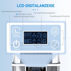 Jääpalakone 20 kg/vrk, 3,2 L vesisäiliö, 2,3 L jääkori, ruostumaton teräs, hopea