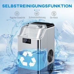 Jääpalakone 20 kg/24 h, 2,1 L vesisäiliö, ruostumaton teräs, hopea