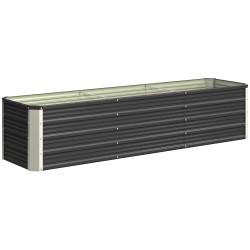 Teräksinen korotettu kasvilaatikko puutarhaan 183 x 47 x 40 cm harmaa