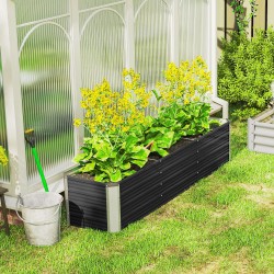 Teräksinen korotettu kasvilaatikko puutarhaan 183 x 47 x 40 cm harmaa