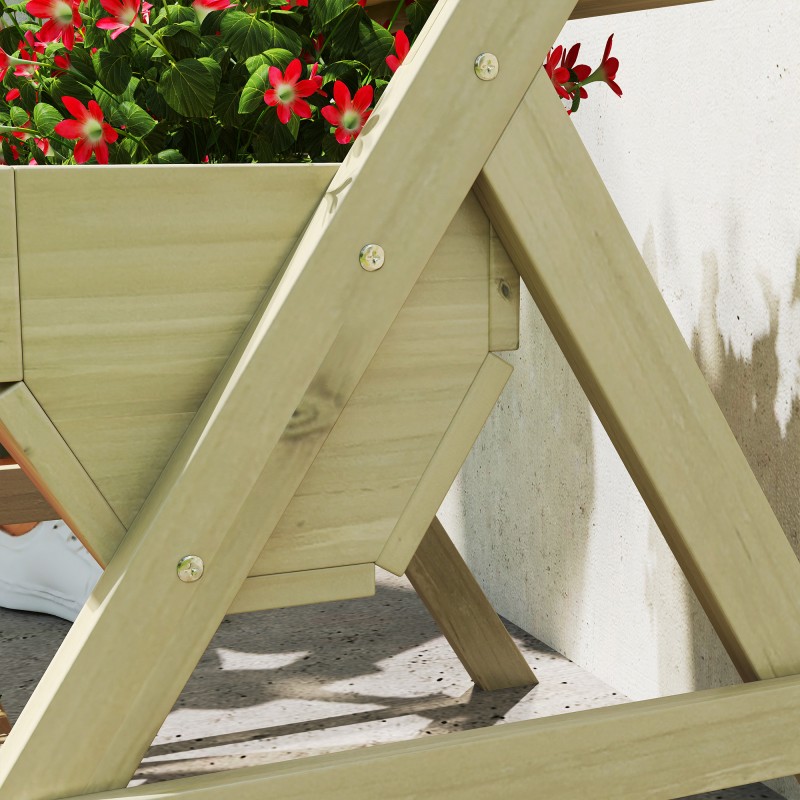 Pystypuutarha 3 tasoa puinen parveke- ja terassiviljelyyn 65x75x76 cm vihreä