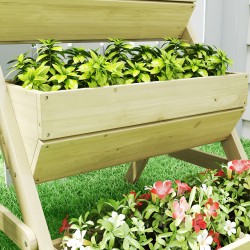 Pystypuutarha 3 tasoa puinen parveke- ja terassiviljelyyn 65x75x76 cm vihreä
