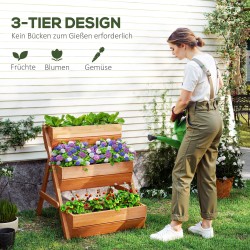 Pystykasvilaatikko 3 tasoa ulkokäyttöön tannenpuu 65 x 75 x 76 cm ruskea