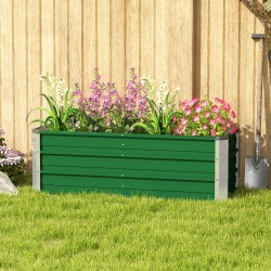 Metallinen viljelylaatikko kahdella istutusalueella 125 x 47 x 40 cm vihreä