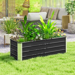 Teräksinen viljelylaatikko / kohopenkki puutarhaan, 125 x 47 x 44 cm, hiilenharmaa, käsineet mukana