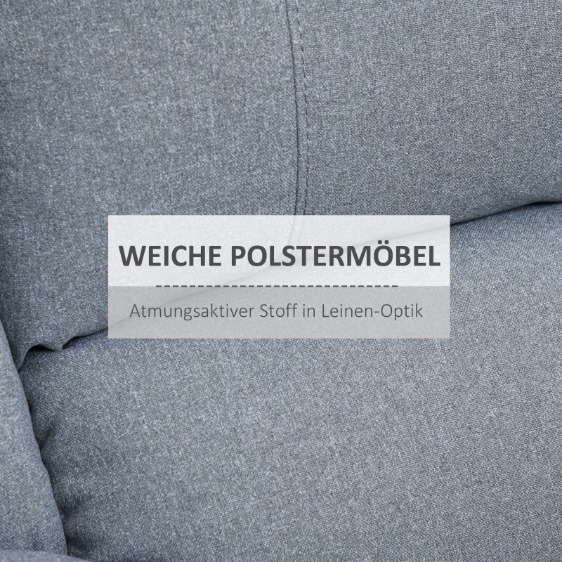 Lepotuoli TV-nojatuoli säädettävällä selkänojalla ja jalkatuella, polyesterikangas, vaaleanharmaa