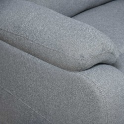 Lepotuoli TV-nojatuoli säädettävällä selkänojalla ja jalkatuella, polyesterikangas, vaaleanharmaa