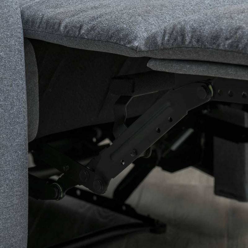 Lepotuoli TV-nojatuoli säädettävällä selkänojalla ja jalkatuella, polyesterikangas, vaaleanharmaa