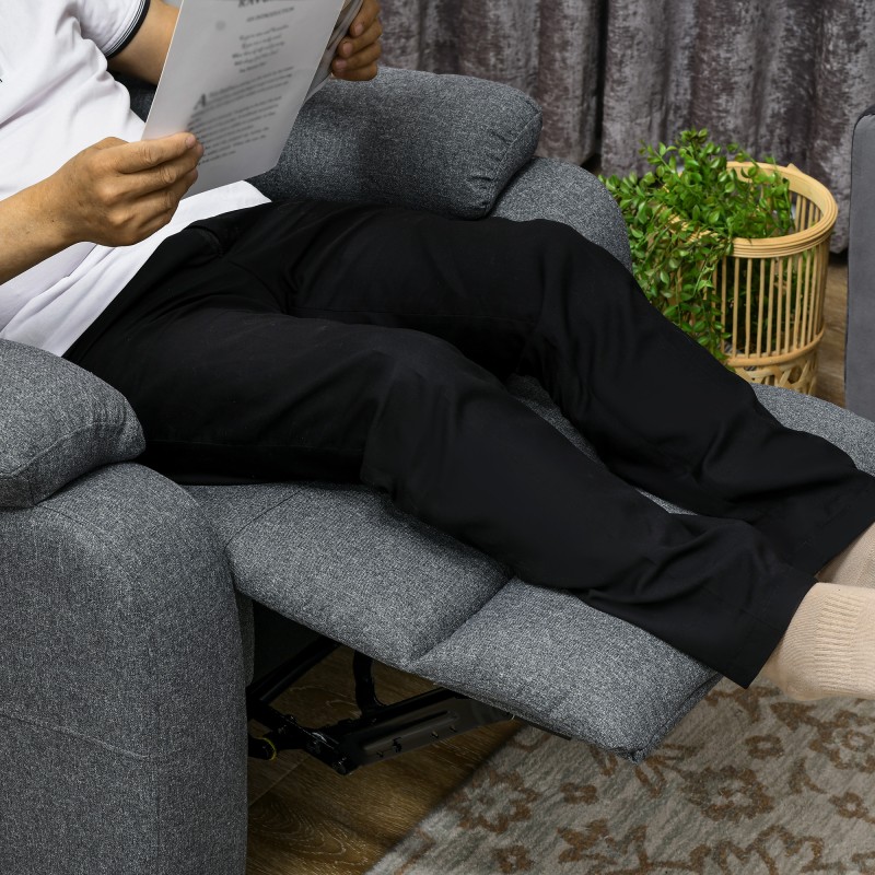 Lepotuoli säädettävällä selkänojalla ja jalkatuella, teräsrunko, 90 x 96 x 98 cm, tummanharmaa