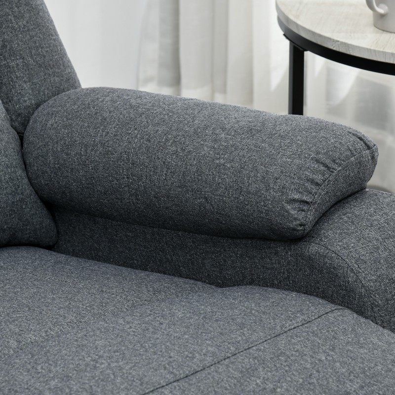 Lepotuoli säädettävällä selkänojalla ja jalkatuella, teräsrunko, 90 x 96 x 98 cm, tummanharmaa