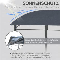 Grillikatos ulkogrillille, teräsrunko ja polyesterikatto, 215 x 150 x 220 cm, harmaa/musta