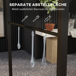 Grillikatos ulkogrillille, teräsrunko ja tulenkestävä polyesterikate, 215 x 150 x 182/220 cm, tummanharmaa