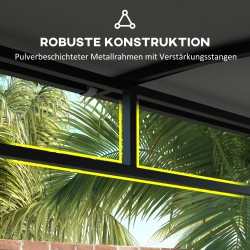 Grillikatos ulkogrillille, teräsrunko ja tulenkestävä polyesterikate, 215 x 150 x 182/220 cm, tummanharmaa