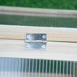 Minikasvihuone taimikasvatukseen, puu ja polykarbonaatti, 90 x 52 x 49,5 cm, luonnonpuu