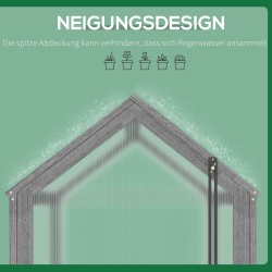 Minikasvihuone ulkokäyttöön, puurunko ja polykarbonaattilevyt, 90 x 52 x 49,5 cm, harmaa
