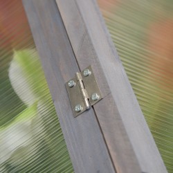 Minikasvihuone ulkokäyttöön, puurunko ja polykarbonaattilevyt, 90 x 52 x 49,5 cm, harmaa