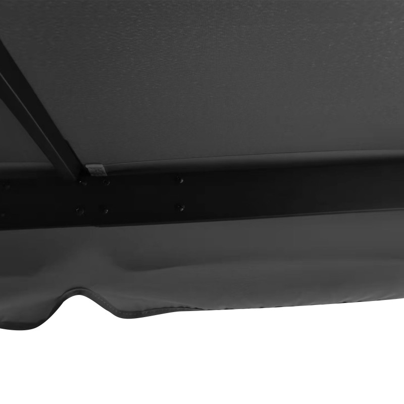 Puutarhapaviljonki 3 x 3 m, alumiini/metalli, kaksikerroksinen katto, sivuverhot ja hyttysverkot, tummanharmaa