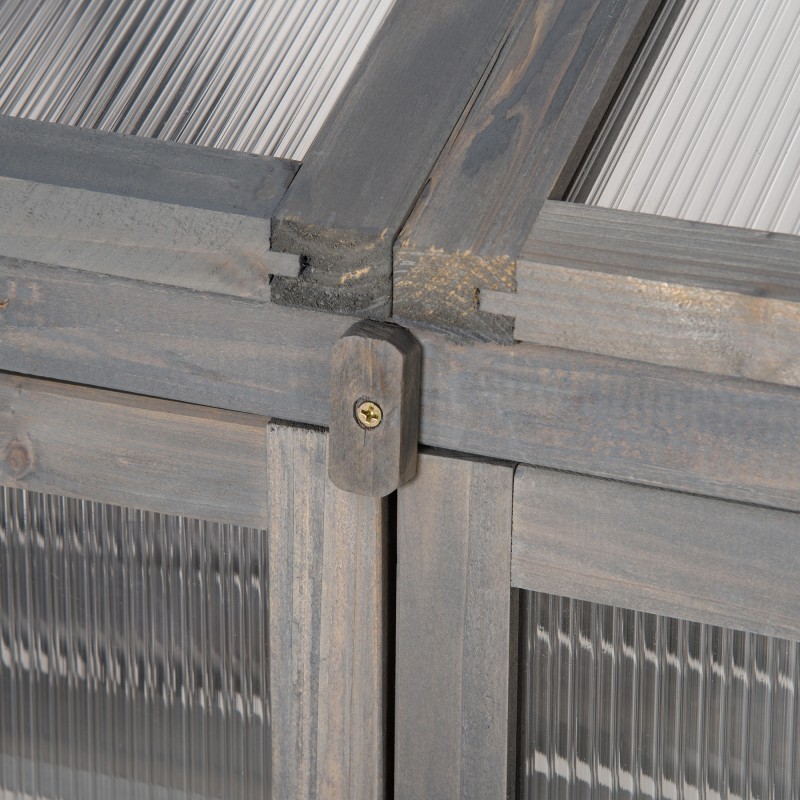 Pieni puinen kasvihuone 3 hyllyllä 70 x 50 x 120 cm harmaa